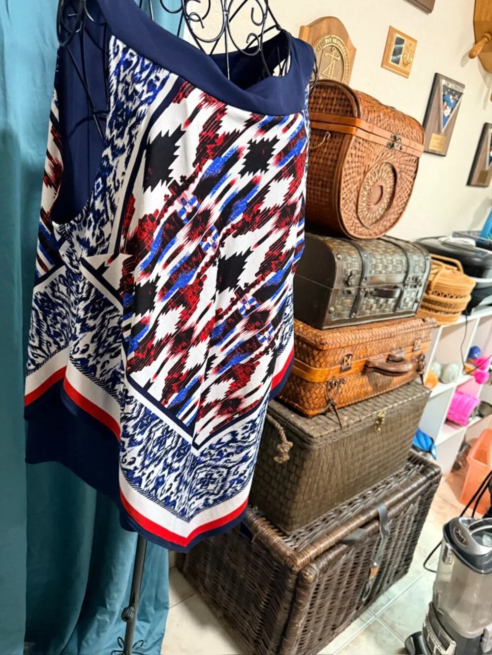 Patriotic Red, White & Blue Sleeveless Top - 1X - Picture 3 of 5